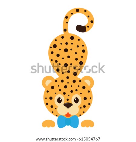 cartoon leopard vector with tie