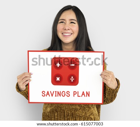 Woman holding banner financial trading investment calculating illustration