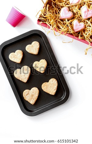 cookies of heartshaped on white background top view