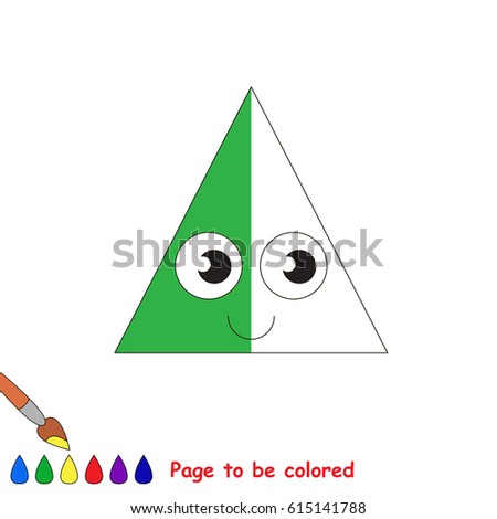 Half colored geometric form, the coloring book to educate preschool kids with easy level, the kid educational game to color the colorless half by sample.