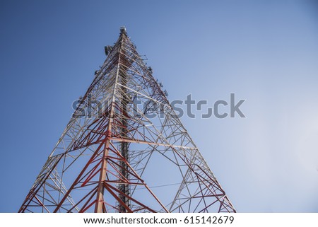 The electric pole with the blue sky background