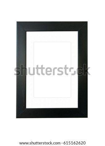 Black wooden frame isolated on white background.