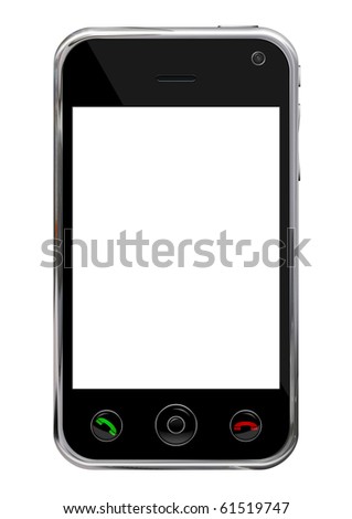 Blank mobile, smart phone isolated on white background with clipping path for the screen