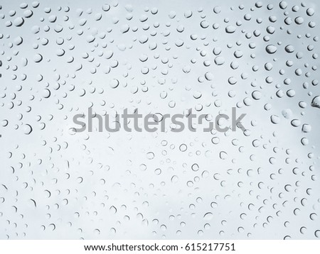 Drop of rain on glass mirror. Water drop on gray abstract background.