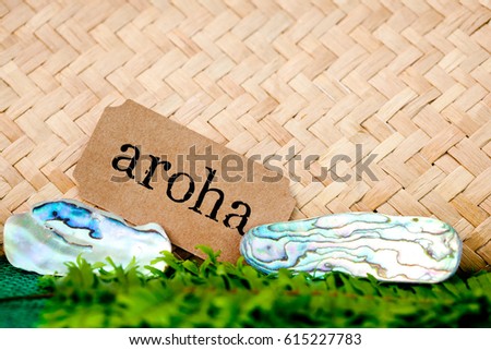 NZ - Kiwi - Maori theme - backgrounds and objects -with Maori word for love and respect (aroha)
