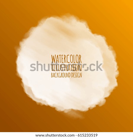 White watercolor cloud on color background for design. Vector illustration