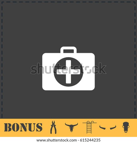 First aid kit icon flat. Simple vector symbol and bonus icon