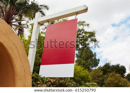 Empty rent sign on real estate property in California, USA