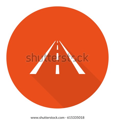 Asphalt road with markings leading into the distance on a white background vector icon