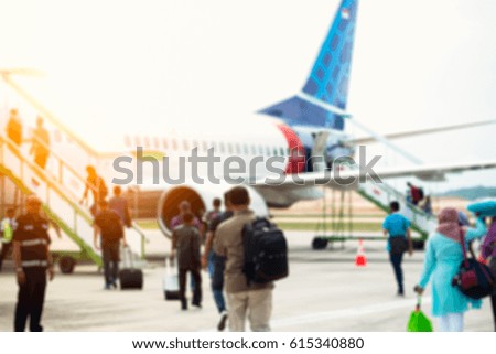Blur of airplane at airport gate for background, Abstract Blur of Plane in airport and Plane in airport for background.