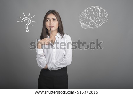Beautiful  university student with brain graphic icon