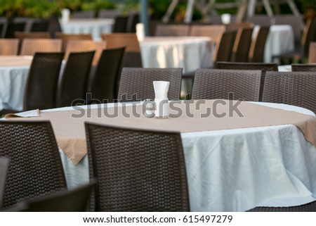 Table set up in restaurant interior