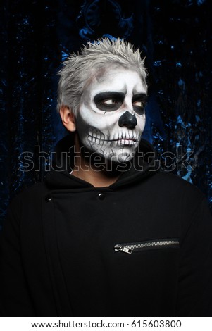 Face Art Skull Boy Halloween Make Up
