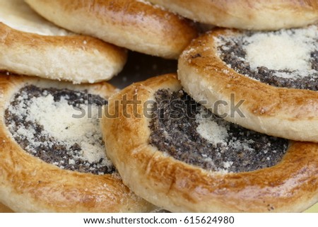 fresh traditional czech round sweet cakes with filling