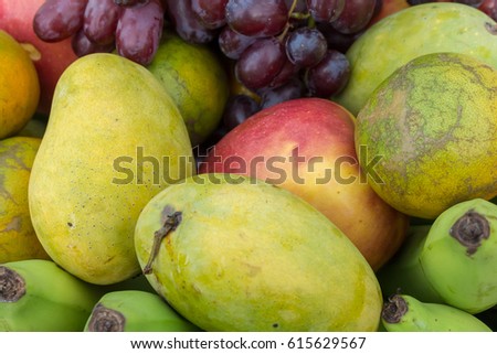 fruit in basket. tropical fruit.