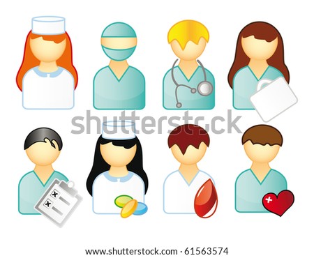 icons representing people and medical business isolated over white. Nurse and doctor.