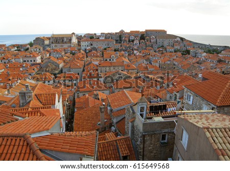 Impressive Orange Colored Tiled Rooftops of Dubrovnik Old City, Croatia 