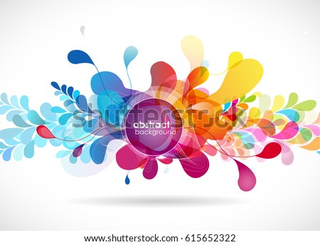 Abstract colored flower background with circles and brush strokes.