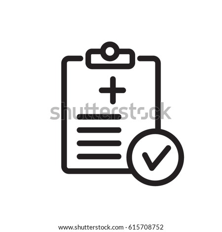 Medical Report line flat vector icon for mobile application, button and website design. Illustration isolated on white background. EPS 10 design, logo, app, infographic Royalty-Free Stock Photo #615708752
