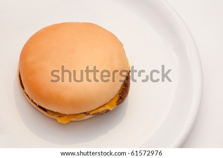 Tasty hamburger with cheese on white plate