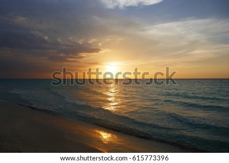 sunset at beach in the Caribbean