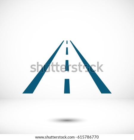 Asphalt road with markings leading into the distance on a white background vector icon