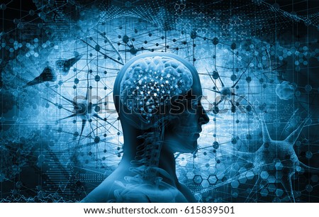 brain, thinking concept; 3d illustration