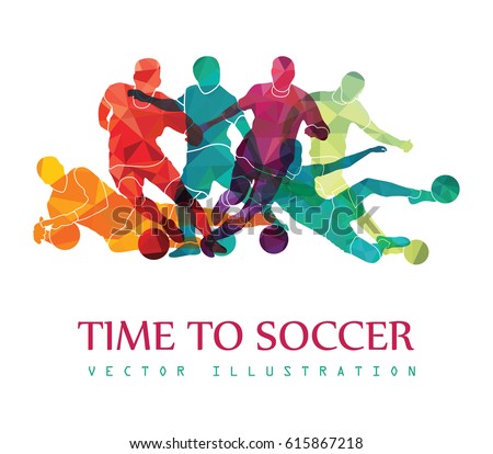 Football (soccer) colorful background. Vector illustration Royalty-Free Stock Photo #615867218