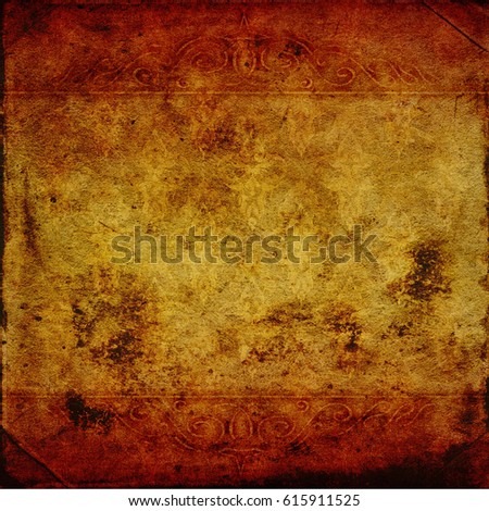 grunge orange victorian paper texture, square background