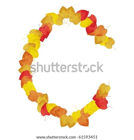 High resolution autumn leaf font isolated on white background