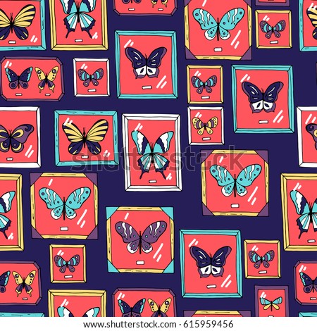 Seamless pattern with beautiful butterflies. Vector illustration