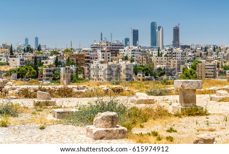 Cityscape of Amman downtown from the Citadel - Jordan