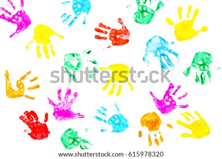 Hand prints of child isolated on a white background 