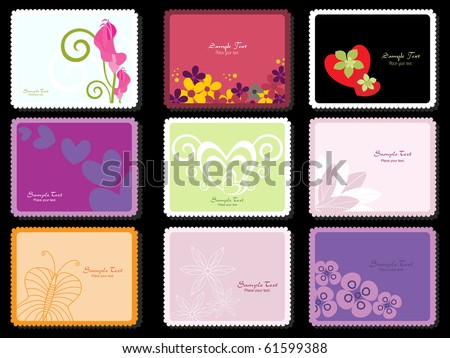 background with set of postage stamp