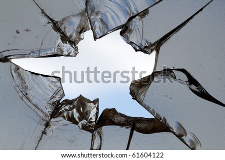  Glass  broken   hole  cracks