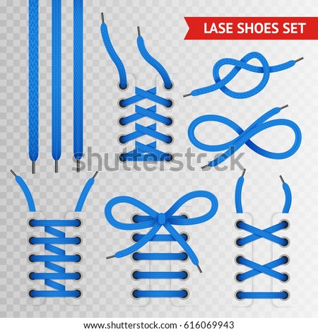 Blue lace shoes icon set with transparent background for creating presentation and sites vector illustration