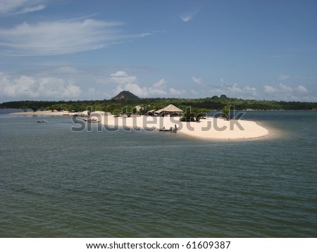 Alter do Chao (Brazil) is a village 33 km west (or a 45 minute bus ride) from the Amazon port City of Santerem along one of the only roads in the state of Para, Brazil. Royalty-Free Stock Photo #61609387