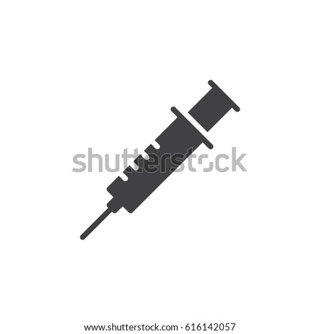Syringe, injection icon vector, filled flat sign, solid pictogram isolated on white. Symbol, logo illustration. Pixel perfect Royalty-Free Stock Photo #616142057