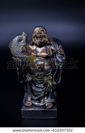 Laughing Buddha with Carp Fish ornament