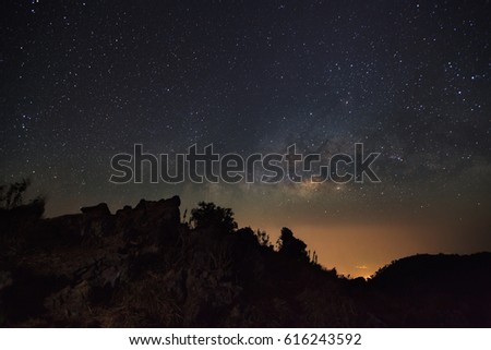 Milky Way Galaxy at Doi Luang Chiang Dao moutain. Long exposure photograph.With grain
