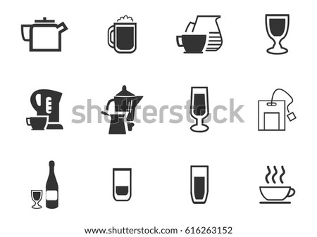 Utensils beverages vector icons for user interface design