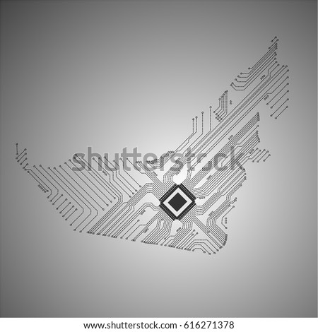United Arab Emirates vector map, abstract background. Royalty-Free Stock Photo #616271378