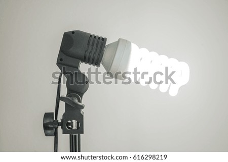 Photo lights set over white background