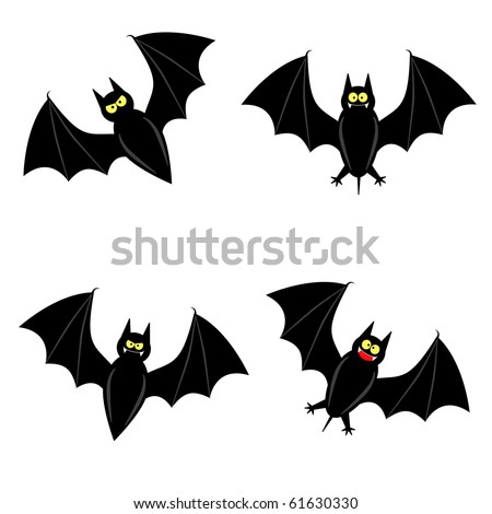 cute vector bat in 4 different varieties