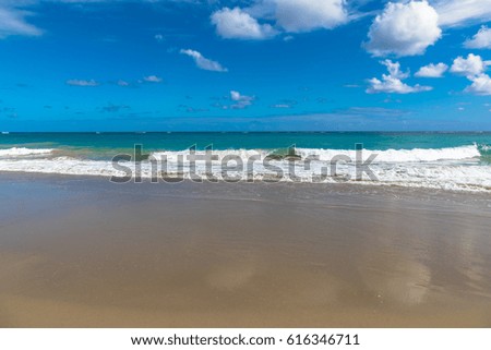 Water rolling on a golden sand beach, Dominican Republic, Caribbean