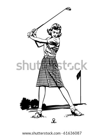 Woman Golfer 2 - Retro Clip Art