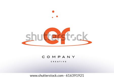 ER E R creative orange swoosh dots alphabet company letter logo design vector icon template