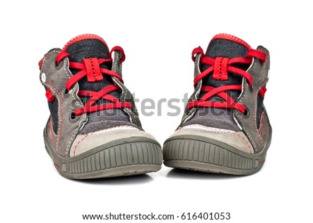 Kids sports shoes isolated on white background stock photos