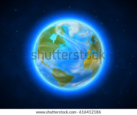 Blue shining vector Earth in space