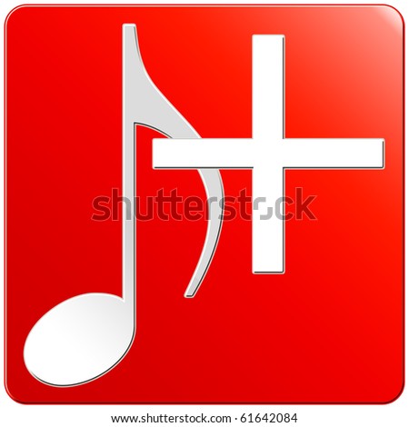 Music Note Icon Add - red color